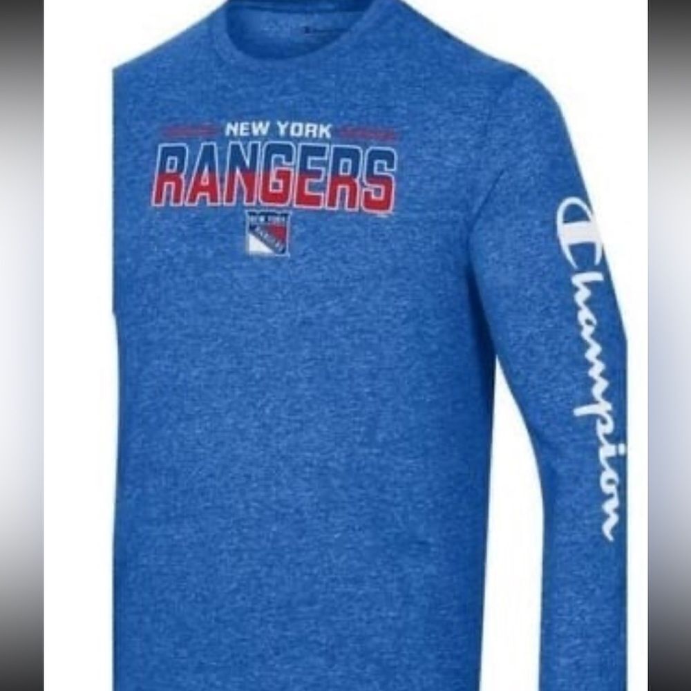 Men's Champion Heather Royal New York Rangers Tri-Blend Long Sleeve T-Shirt
